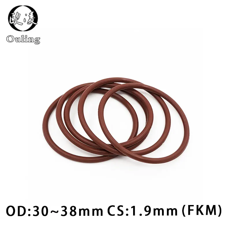 

3PCS/lot Rubber Ring Brown FKM O ring Seal CS1.9mm OD30/31/32/33/34/35/36/37/38mm Rubber O-Ring Seal Ring Gasket
