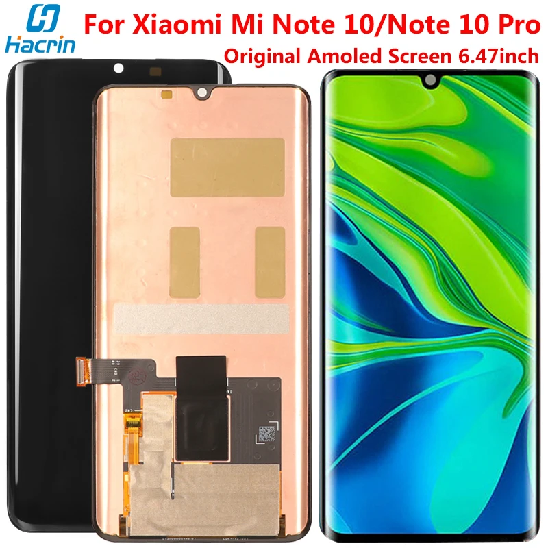 ЖК дисплей Amoled для Xiaomi Mi Note 10 Pro сенсорный экран с дигитайзером в сборе