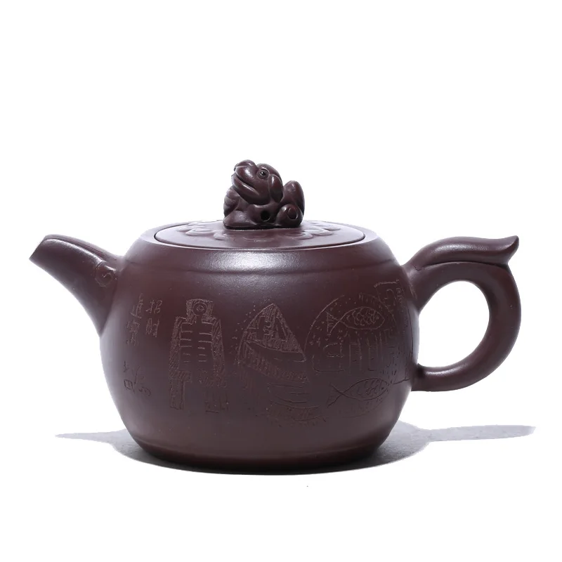 

Purple Clay Yixing Teapot All Handmade Lion Kettle Send Gift Box Creative Teaware
