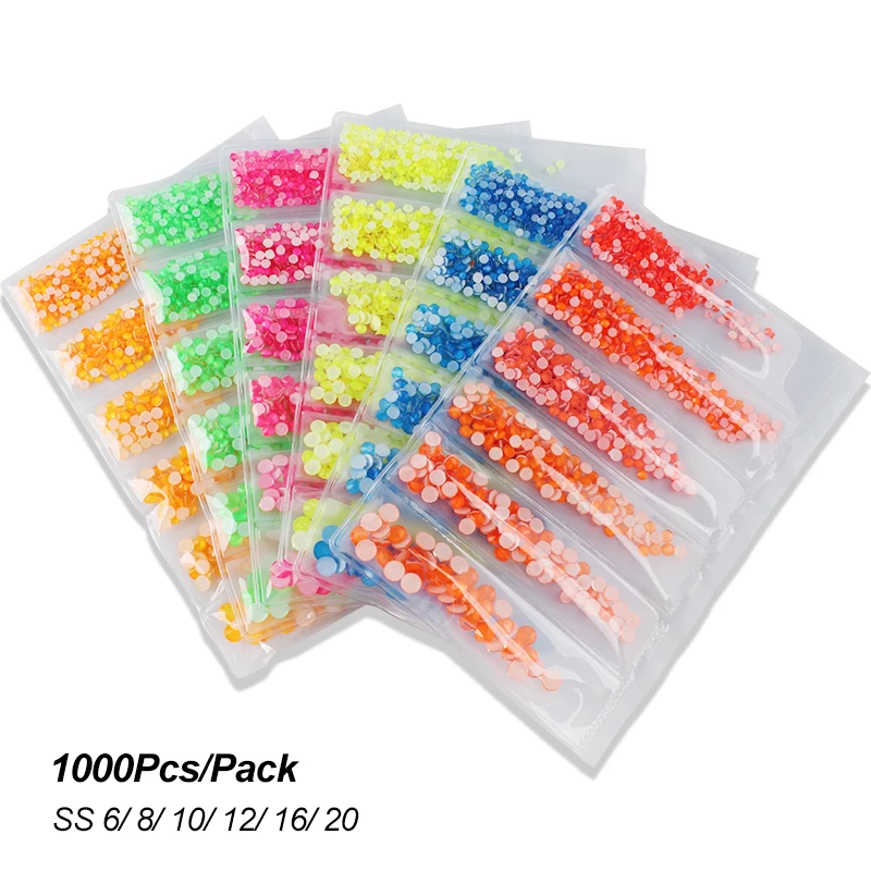 MixColor Стразы для дизайна ногтей флуоресцентные и мокко разные размеры стеклянные