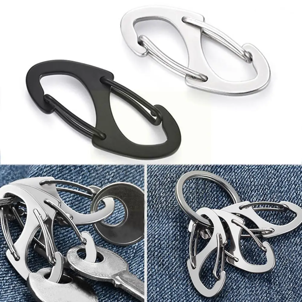 

1 Pcs 8 Shape Carabiner Steel Tactical Multi Function Chain Edc Climbing Carabiners Tool Locking Multi Ring T7x8