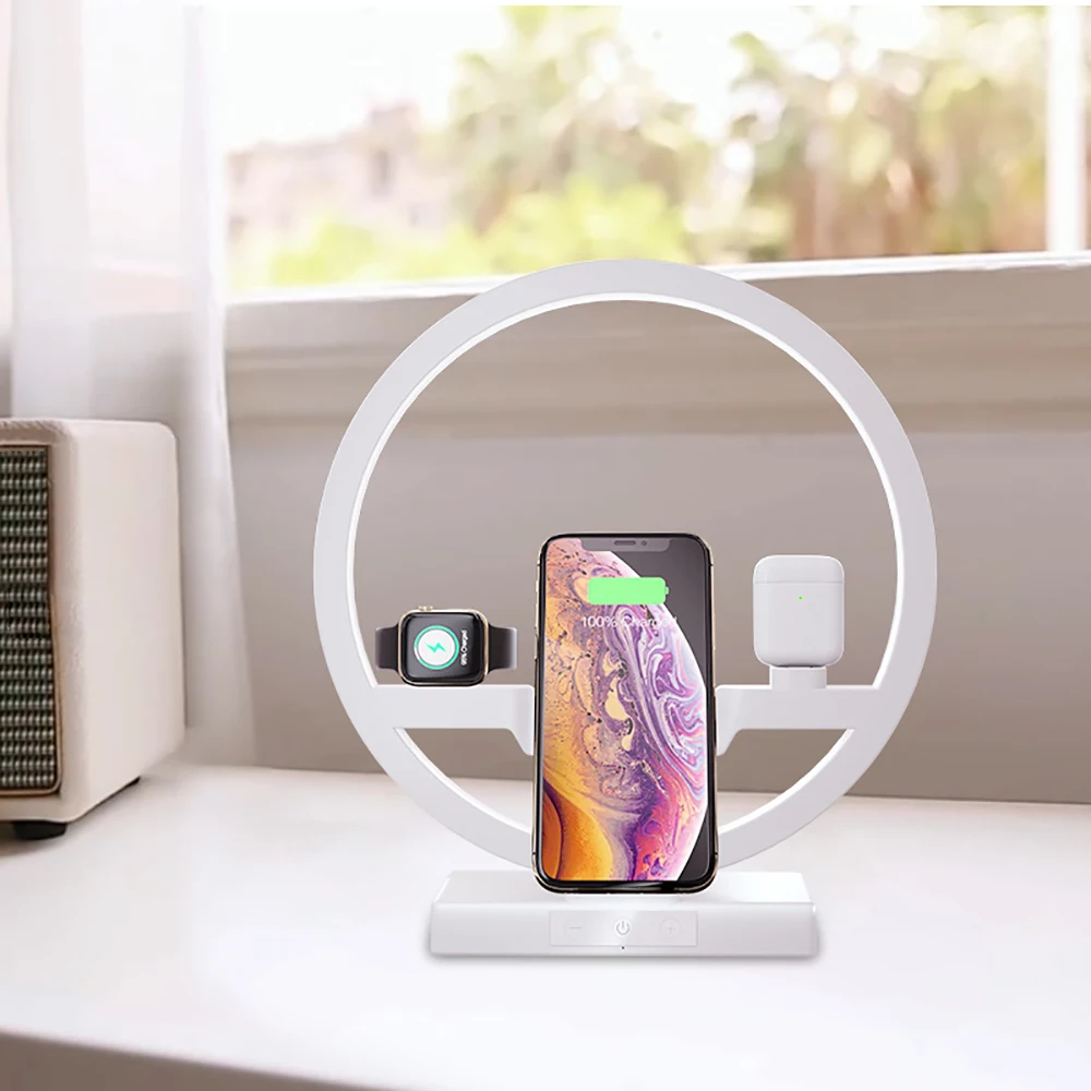 Беспроводная зарядная док-станция 3 в 1 QI для iPhone 11 Pro Max Apple Watch iWatch 2 4 5 Airpods