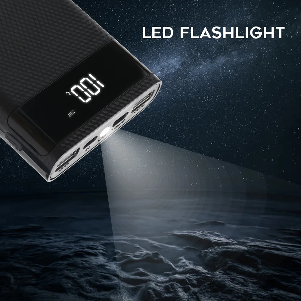 Kebidumei 5 в двойной USB Тип C 4x18650 Аккумулятор Чехол внешний аккумулятор DIY коробка для