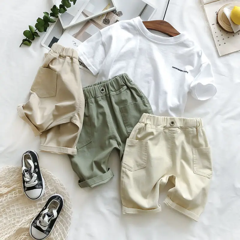

Boy's shorts, pure cotton, summer thin section, micro-elastic loose, children's pants, casual pants, baby five-point pants