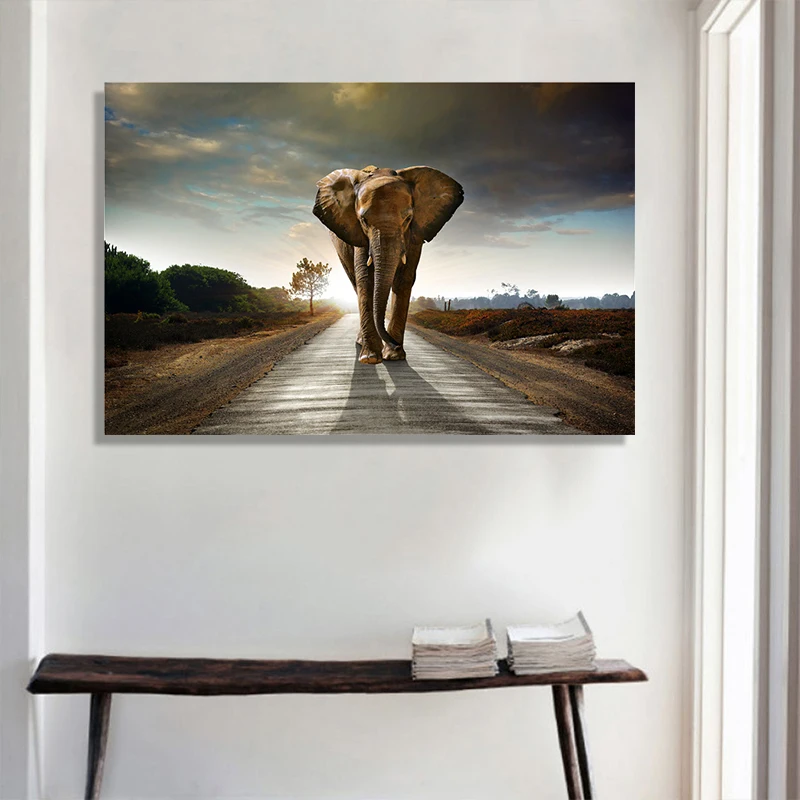 Африканский слон животное пейзаж картина маслом на холсте постер поп-арт и
