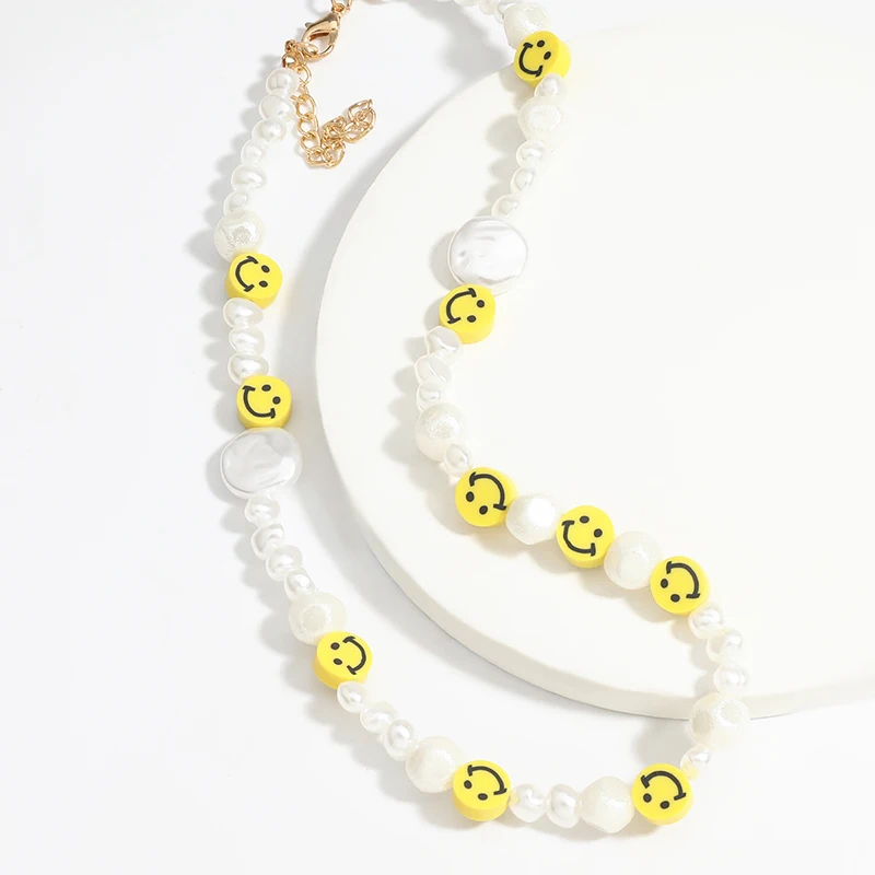 

Pearl Choker Necklace for Women Korean Sweet Face Beads Necklaces Imitation Pearls Neck Chains Fashion Jewelry Cute Accessories