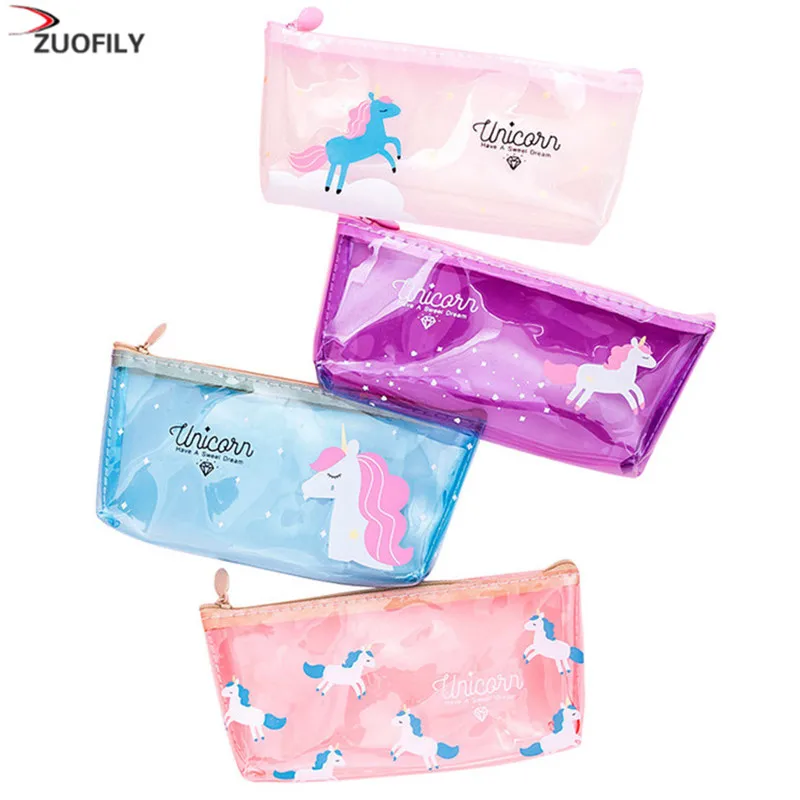 1 шт. чехол карандаш с единорогом из мультфильма толстая Прозрачная ПВХ сумка