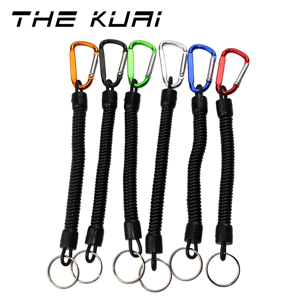 

THEKUAI Fishing Lanyard Spring Rope Fishing Trackle Fishing Tools Fishing Rope with Camping Carabiner Secure Lock 2020