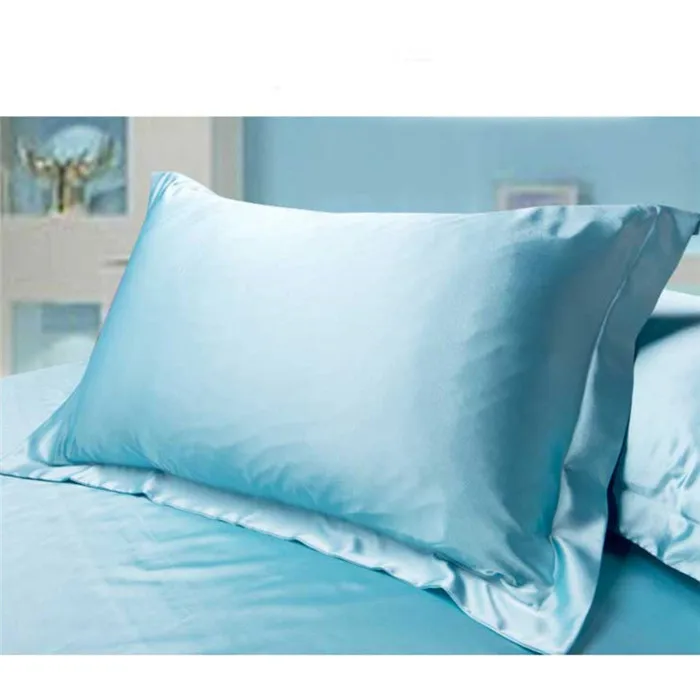 Sky Blue 50*70 см сплошной шелк цвета атласная наволочка мульти Цвет из ткани, имитирующий шелковая подушка queen Стандартный один наволочки Декор для дома - Цвет: Sky Blue