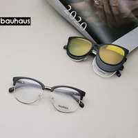 x3189 new fashion round magnet glasses for men women vintage classic metal flat mirror optical spectacles frame