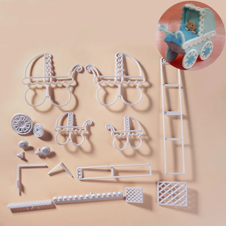 Baby Carriage 22 дизайна пластиковые формы для печенья Форма для помады для бисквита ножи для тортов инструменты для украшения выпечки - Цвет: Baby Carriage