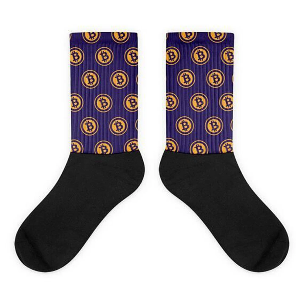 Носки мужские/женские с принтом биткоинов креативные Дышащие Короткие|Носки| |