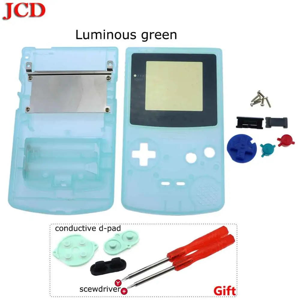 Luminous green JCD светящийся цвет для GBC Ограниченная серия оболочки замена на запчасти для Gameboy игровая консоль полный корпус для GBC scewdriver - Цвет: Luminous green