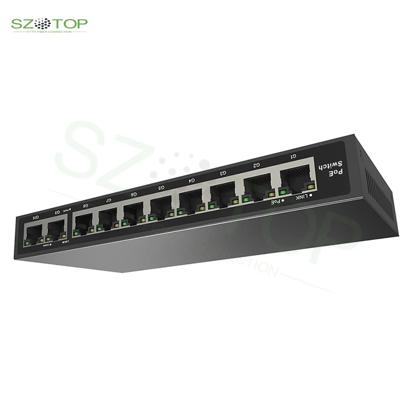 Полный коммутатор Gigabit POE, 8 портов POE + 2 порта RJ45, поддержка Интернета Lan, сетевые коммутаторы Ethernet, 2 концентратора RJ45