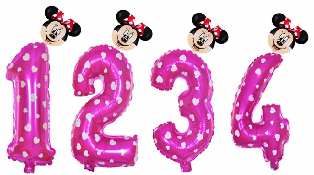 32 дюймов розовый синий красный черный номер фольга надувные шары Mickey воздушный