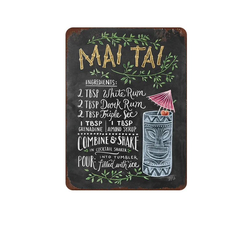 Коктейльная lounge Margarita Martini металлическая вывеска винтажная жестяная тарелка рисунок на железной поверхности в стиле ретро украшение стены для бар паб кафе - Цвет: 12