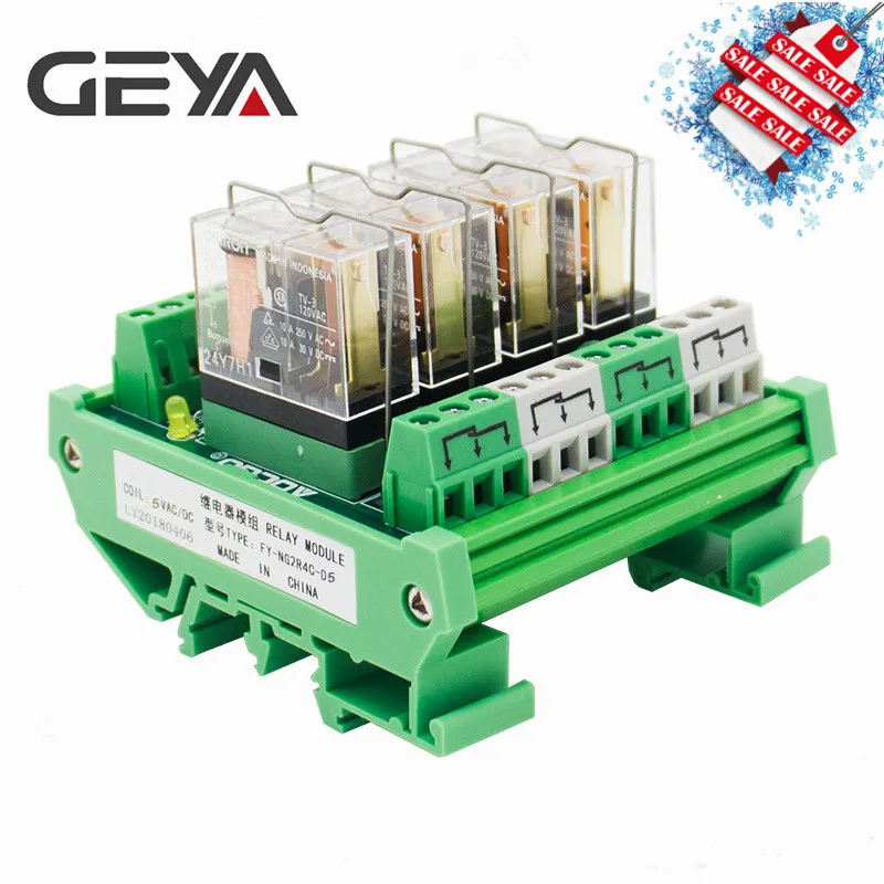 GEYA NG2R 4-Канальный Релейный Модуль 1NO 1NC реле SPDT модуль 12V 24V AC DC Omron реле ПЛК