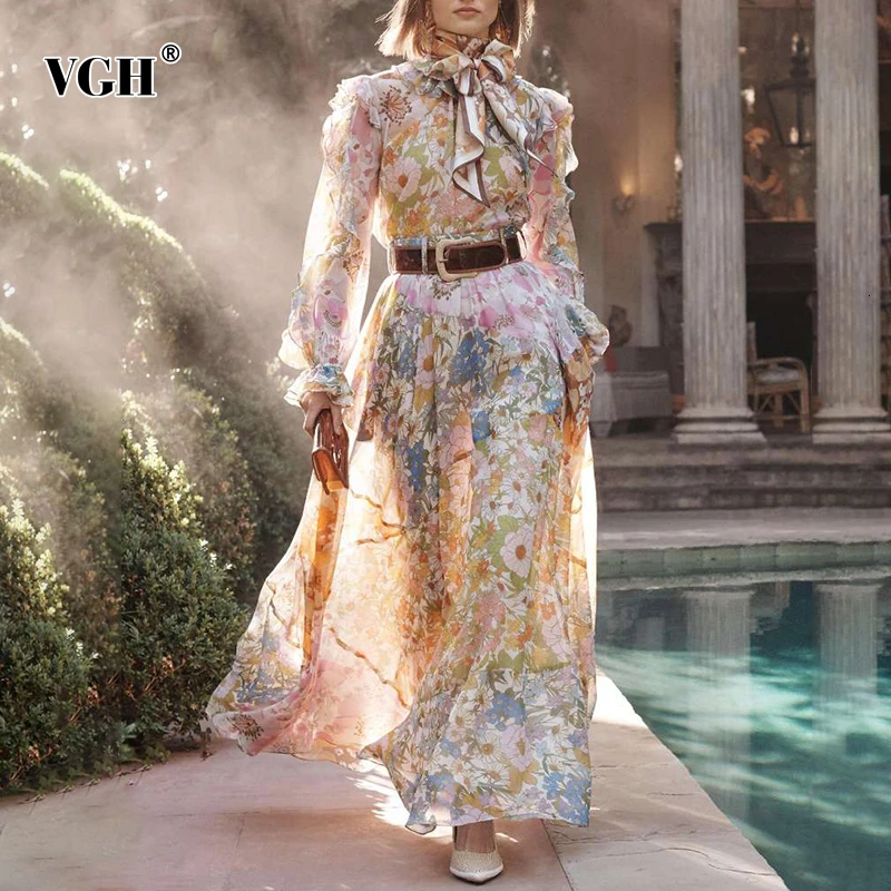 Женский комплект из двух предметов с цветочным принтом и рюшами VGH рубашка