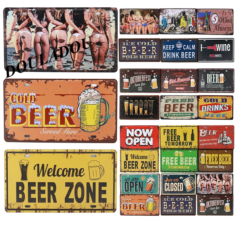 

[Douladou] Bar Pub Casino Home Decorative Plates Wall Art Poster Vintage Metal Tin Signs Drink Beer Funny Plaque Poster 30x15CM