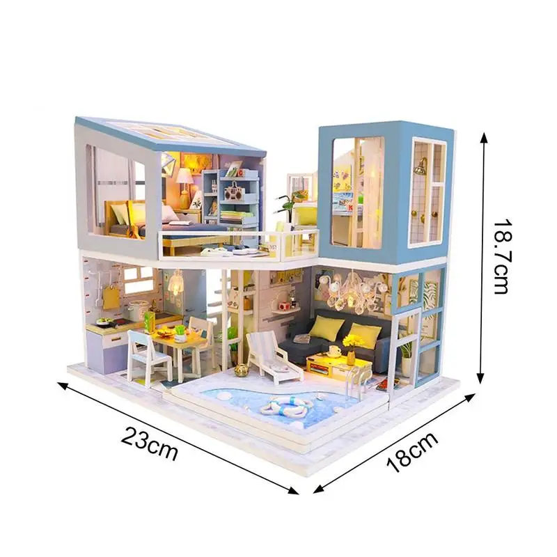 

Montessori DIY Mini House Wooden DIY Handmade Houses Decor Home DIY Miniature Furniture Birthday Kit Dollhouse Gifts