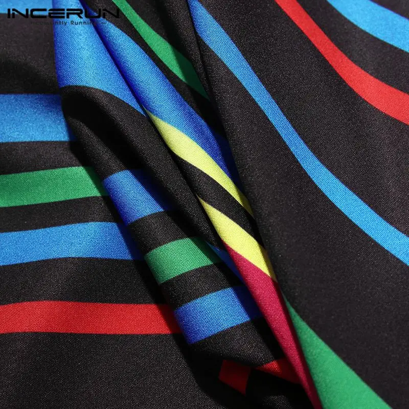 

INCERUN Striped Men Shirt Streetwear Short Sleeve Lapel Button Fashion Casual Hawaiian Shirts Beach Breathable Camisas Hombre