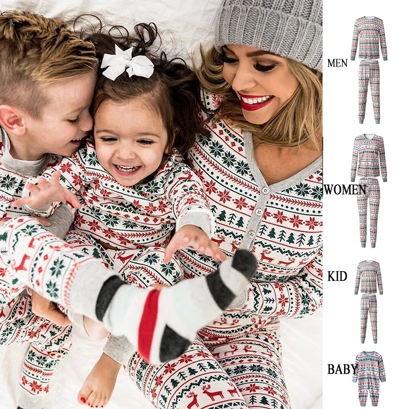 

Matching Christmas Pajamas Family Look Xmas Women Men Kids Baby Pyjamas Mother Father Daughter Son Pijamas Set Couple Clothing