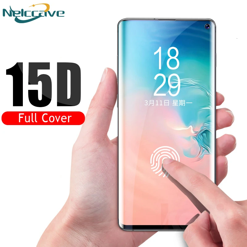 Изогнутое закаленное стекло 15D с полным покрытием 1000 шт. для Samsung Galsxy S10 Plus S9 S8 S7 Note