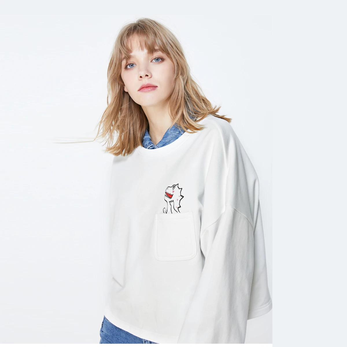 Женская Осенняя свободная толстовка с принтом из мультфильма капюшоном 11939S577 |