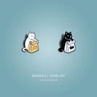 Изысканный дизайн мультяшный милый кот значок из сплава, пара черных и белых с эмалью для одежды этикетка заколки рюкзак аксессуары брошь