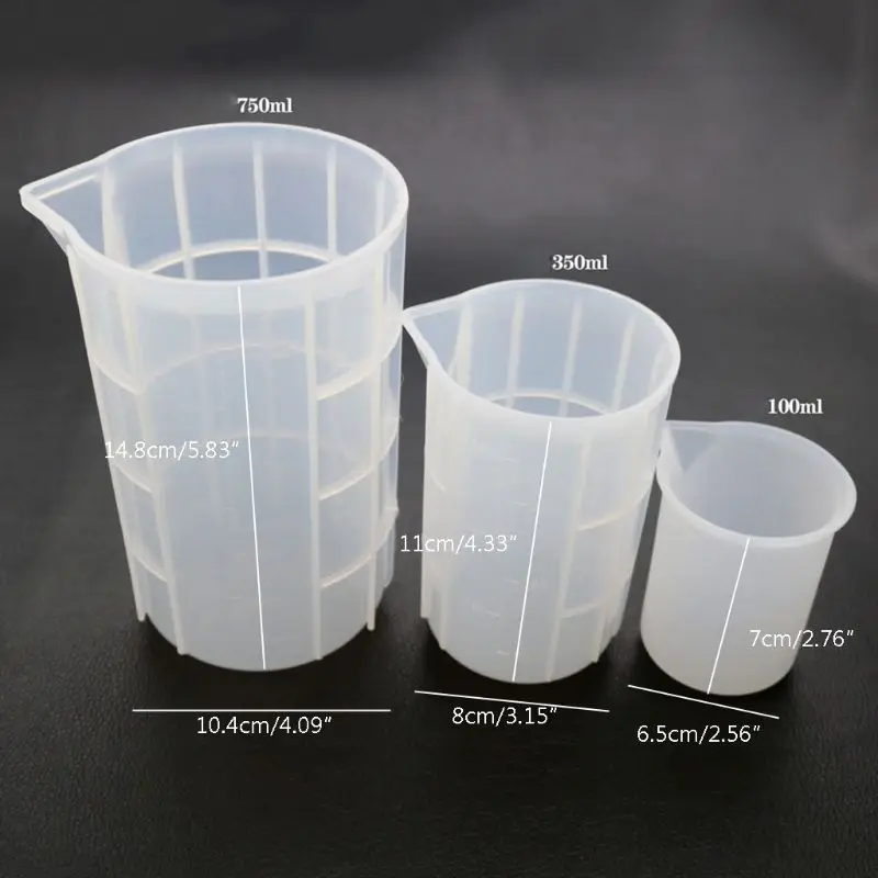 

3Pcs 100ml 350ml 750ml Flexible Silicone Large Measuring Cups Mixing Cups Baking Tools Resin Casting Jewelry Tools Kit HX6F