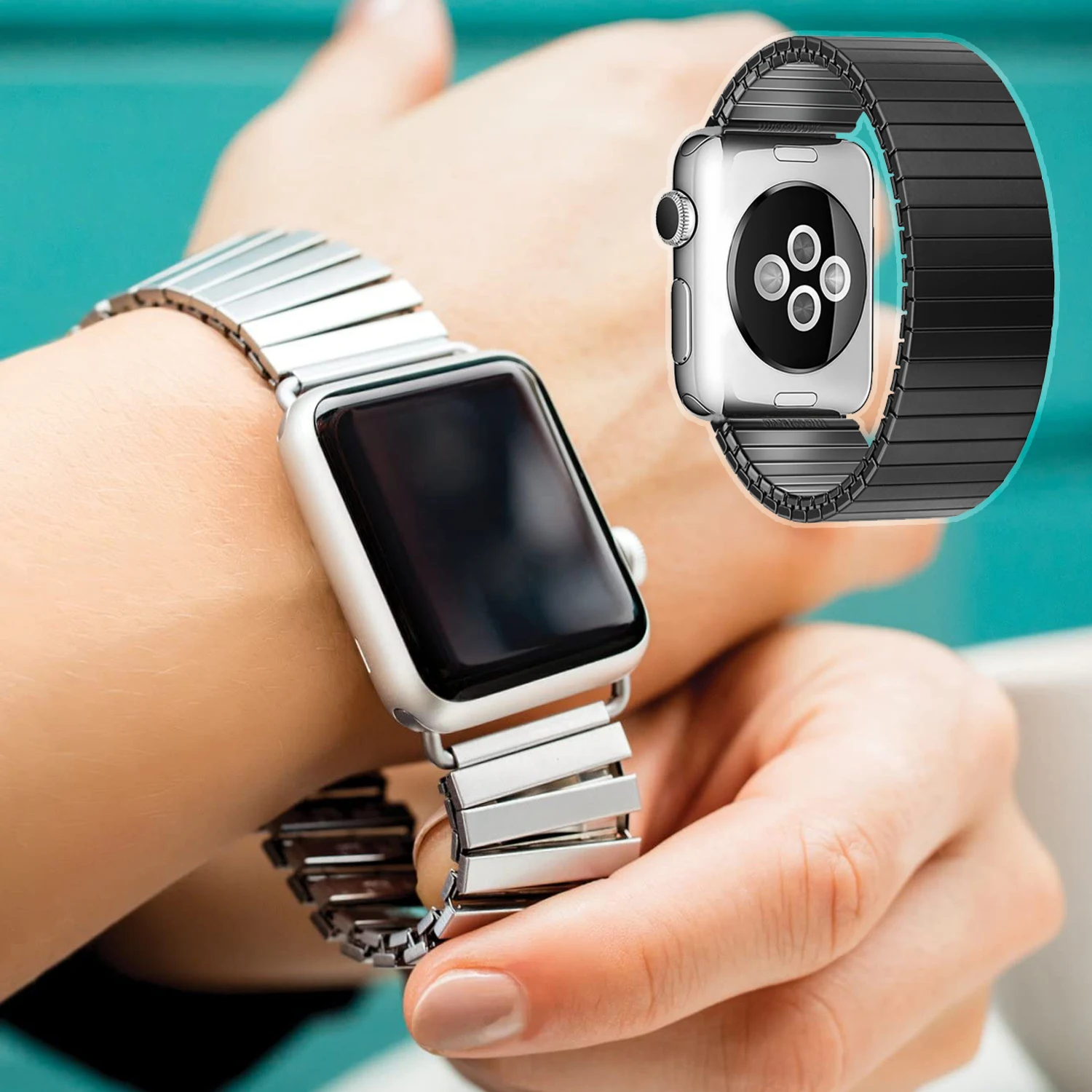 

Elastic Strap for Apple Watch Band 44mm 42mm 38mm 40mm Bracelet for Iwatch 6 5 4 3 SE Luxury Expansion Stainless Steel Watchband