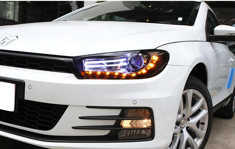 1 пара для Volkswagen Scirocco светодиодная фара 2008- года передняя фара в сборе с дневным ходовым светом
