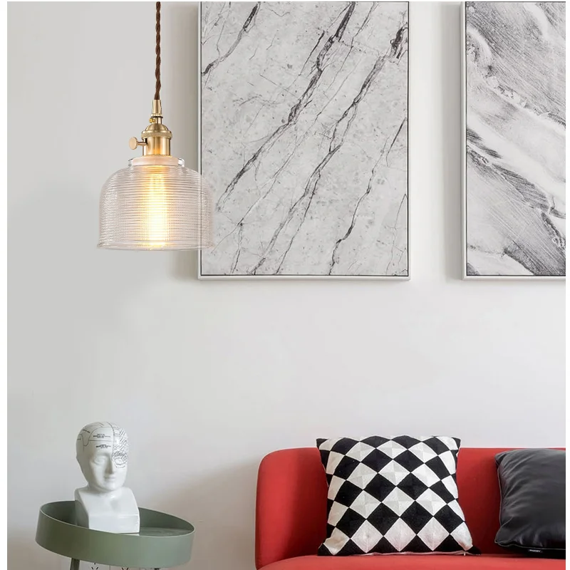 Подвесной светильник из скандинавского стекла с переключателем 5 цветов медный