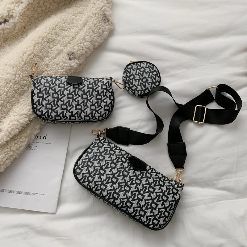 

Three-piece small bag female 2020 popular new tide wallet coin purse wild women's messenger bag under the arm shoulder bag