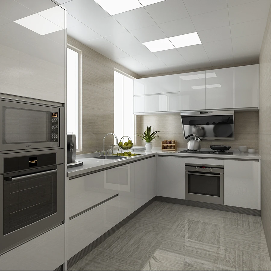 Современные кухонные шкафы из Белого лака|Кухонные шкафы| |