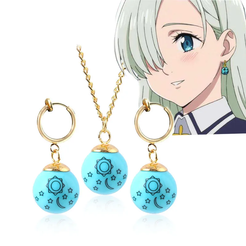 

The Seven Deadly Sins Elizabeth Same Earrings Sun Star Moon Ear Clip Anime Peripheral Cosplay Jewelry Accessories