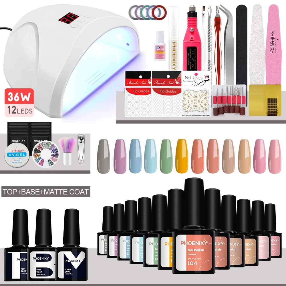 

Manicure Set Nail Drying Lamp 12/20 Pc Nail Polish Kit With Nail Drill Machine Nail Lamp Acrylic Kit Manicure Nail Art Tools Set