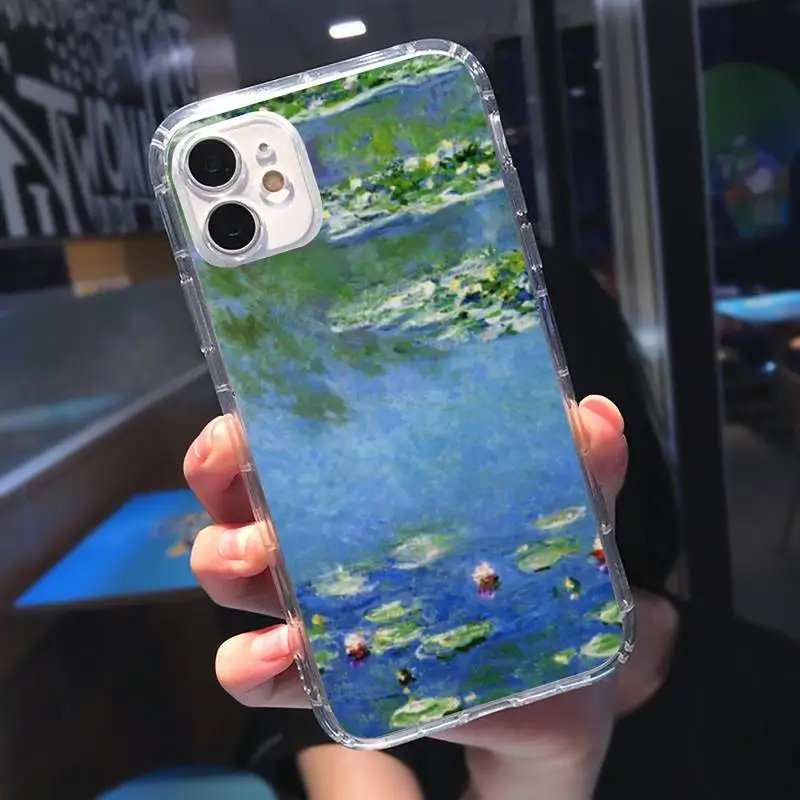 

Retro art Claude Monet painting Phone Case Transparent soft For iphone 5 5s 5c se 6 6s 7 8 11 12 plus mini x xs xr pro max