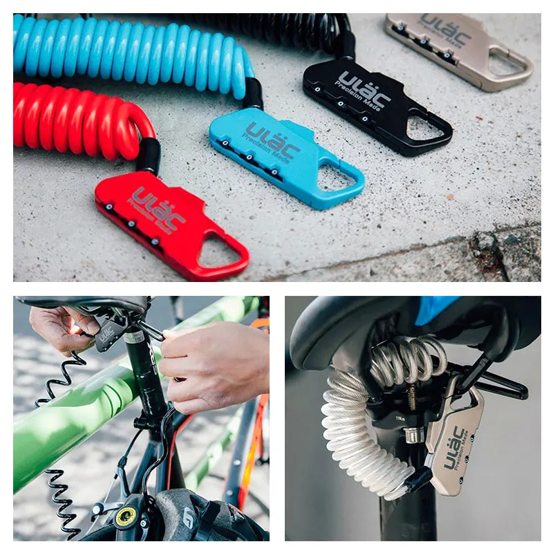 Bicycle Combo Lock 1.2M Extended Spiral Cable 3 Digits Combination Resettable Light Weight Compact Size Portable ULAC K2S | Спорт и