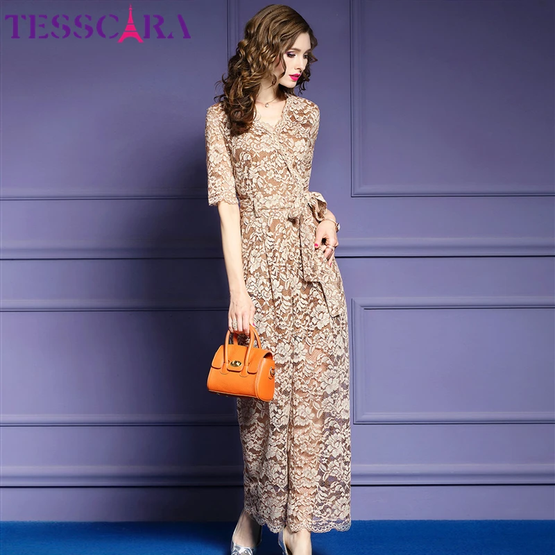 Женский комбинезон TESSCARA Осенний элегантный кружевной модный офисный женский