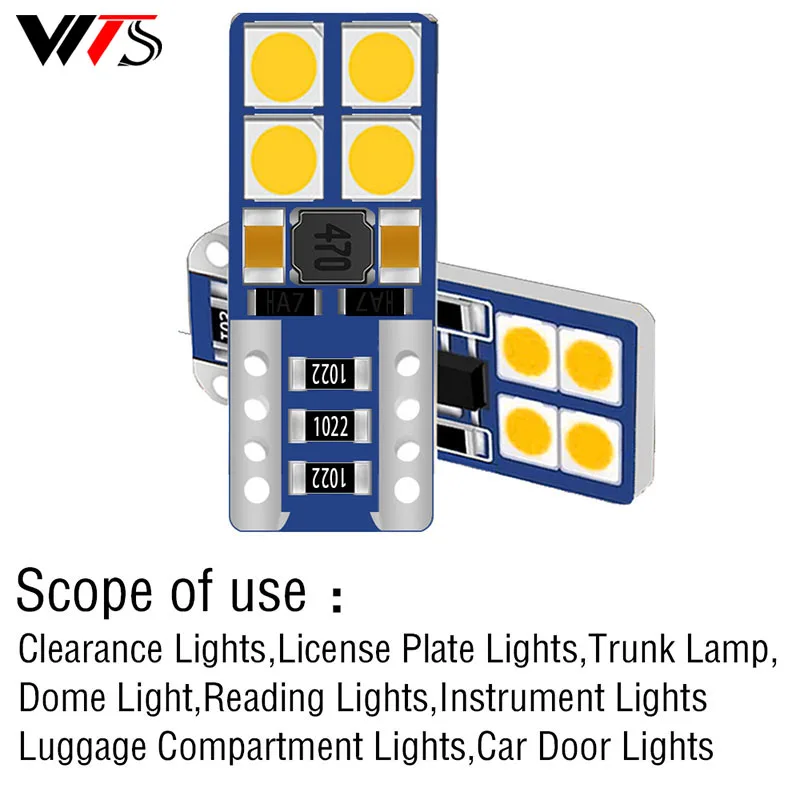 2 шт. Автомобильные светодиодные лампы T10 W5W 194 192 161 12 в 6000 К