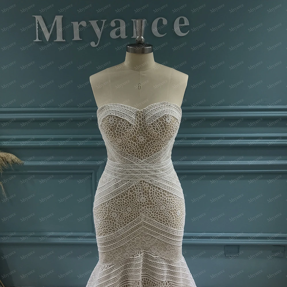 Шикарное роскошное эксклюзивное кружевное свадебное платье Русалка Mryarce в стиле