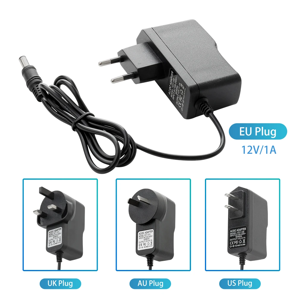 AC100V 240V адаптер питания DC12V 1A выходной зарядное устройство 50/60 Гц DC 5 мм x 2 1 EU/AU/UK/US