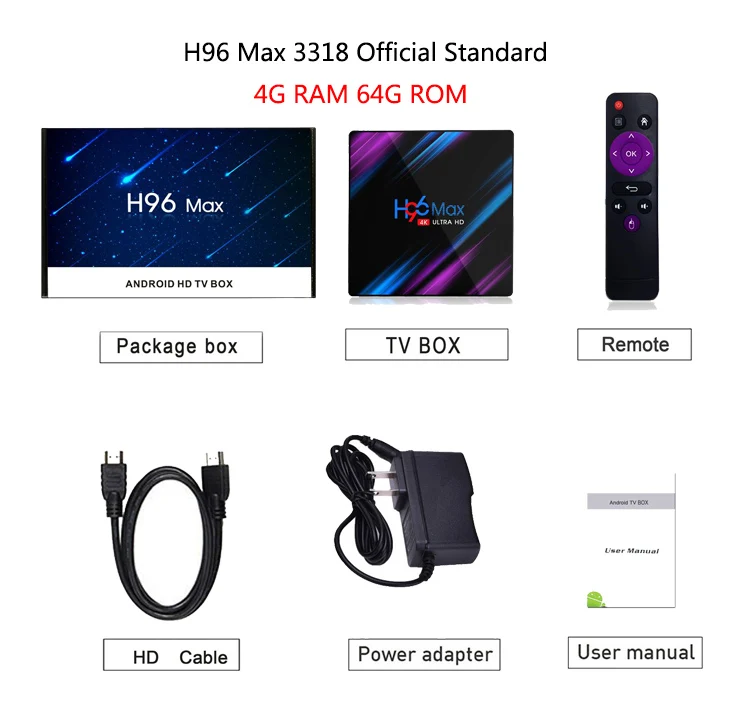 H96 Max 3318 A ТВ светодиодный дисплей Android 9,0 ТВ приставка 2,4G/5G Wifi RK3318 четырехъядерный BT 4,0 ТВ приставка H96Max 2G 16G/4G 32G/4G 64G - Цвет: 4G 64G