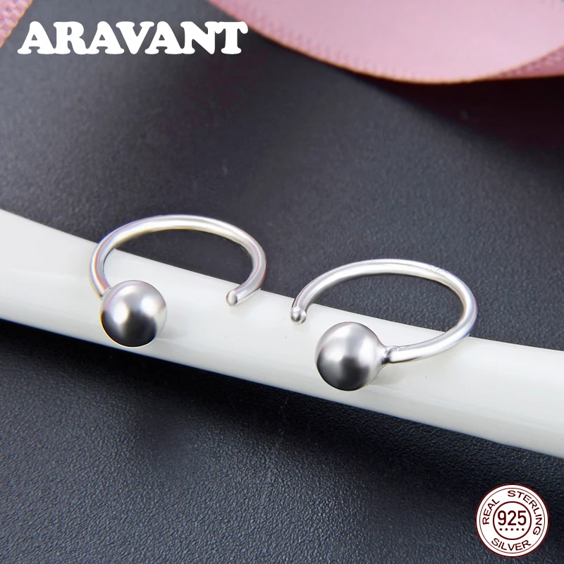 Silver 925 Jewelry Tiny Bead Hoop Earrings For Women Fashion Accessories | Украшения и аксессуары