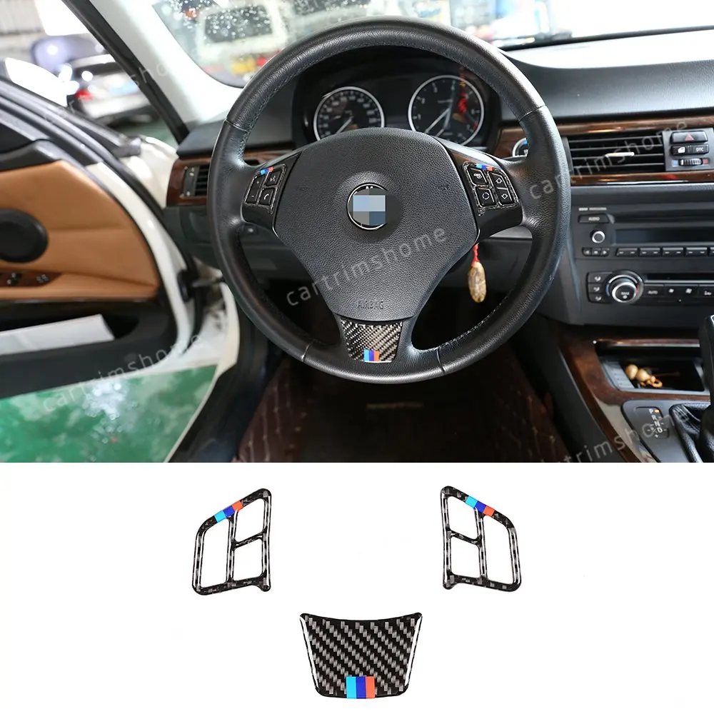 

3 * оплетка рулевого колеса из натурального углеродного волокна, отделка для BMW 3 серии E90 E92 2005-2012