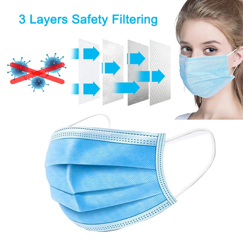 Одноразовая маска для лица 3 слойная Пылезащитная нетканые маски одноразовая