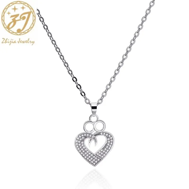 Zhijia Новое поступление золотой серебряный цвет сердце дизайн Стразы простое
