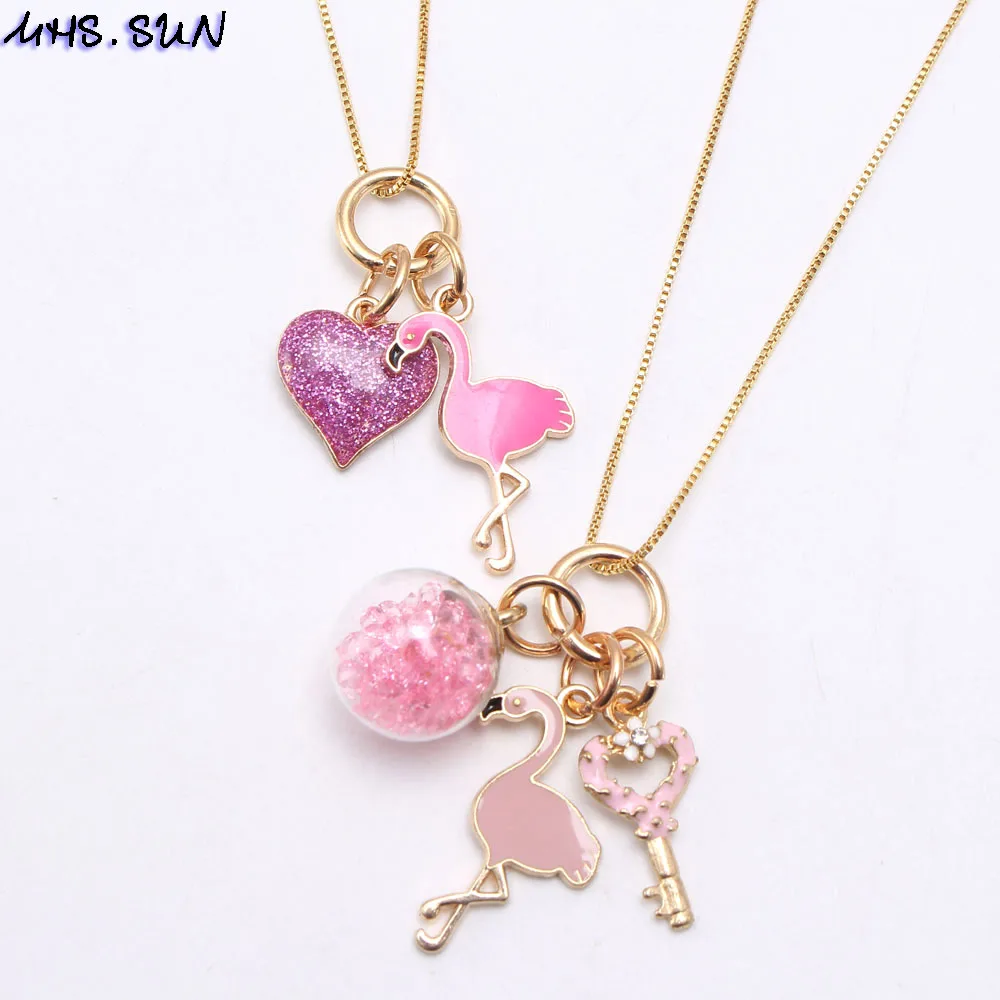 MHS. SUN новинка модная подвеска Фламинго ожерелье милые для маленьких девочек