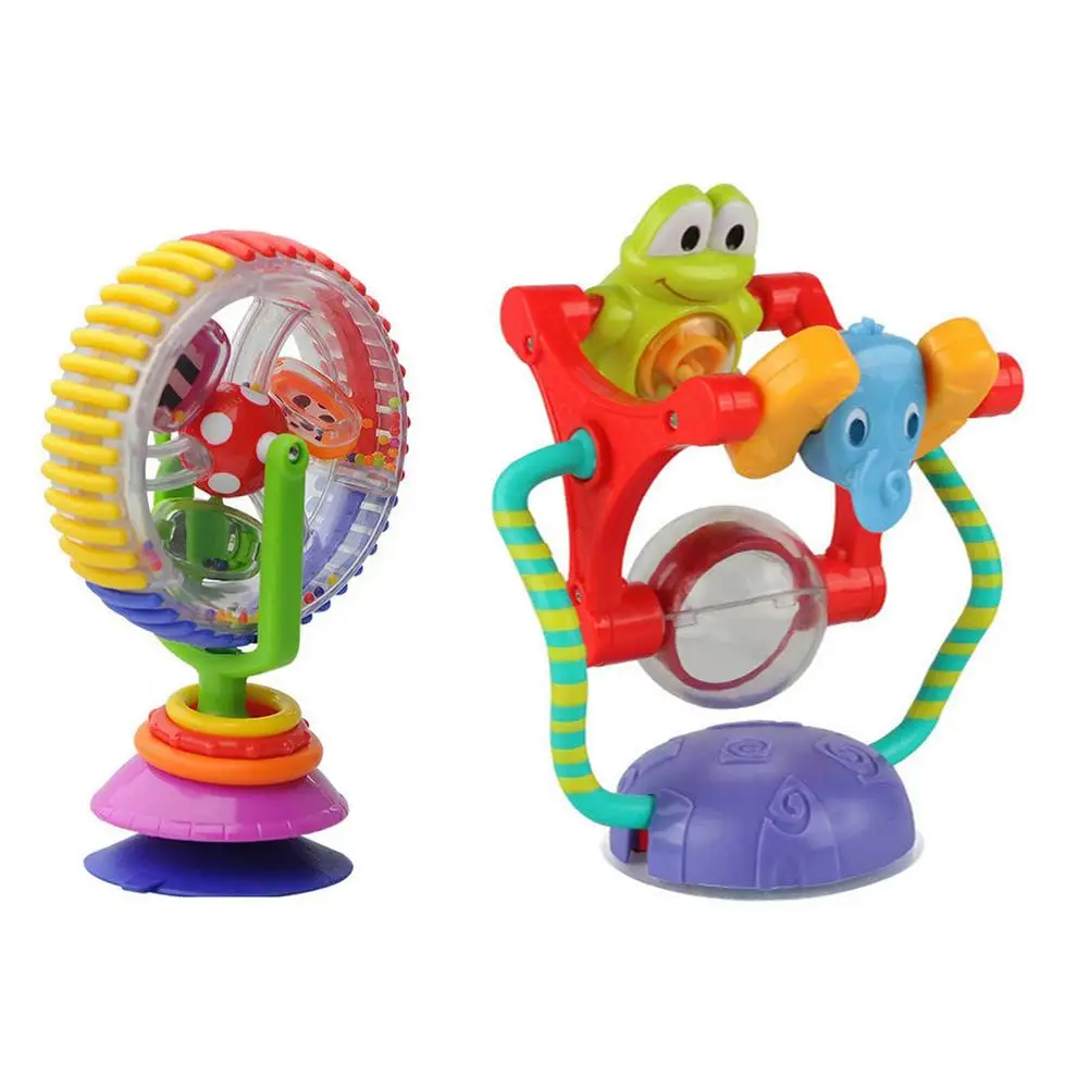 

Детская игрушка-погремушка со штативом, легкая вращающаяся Трехцветная детская погремушка с вращающимся колесом